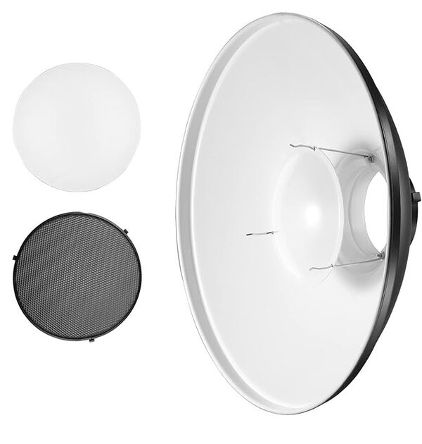 Beauty dish with honeycomb grid