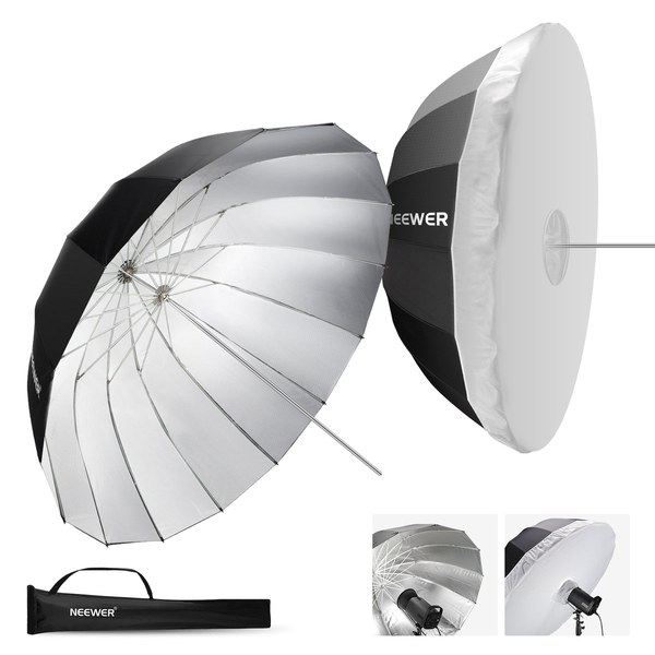 Neewer NS4U parabolische flitsparaplu 180cm zilver met diffusiedoek